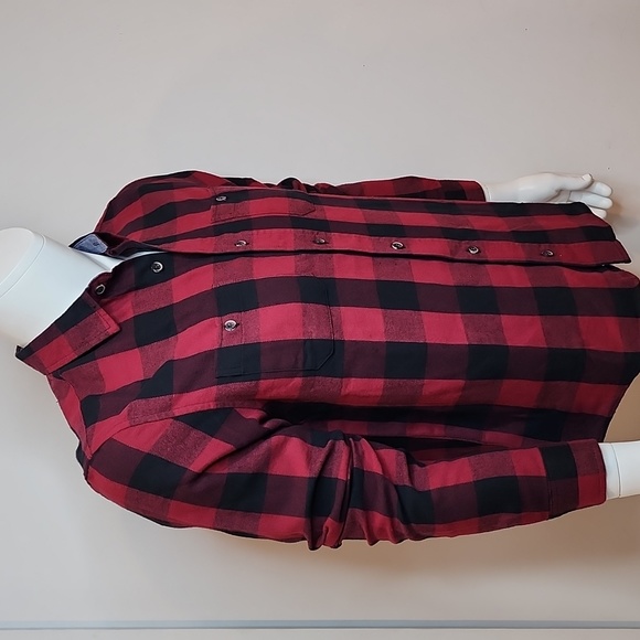 TAILOR VINTAGE BUTTON-DOWN LONG SLEVES BLACK & RED PLAD SHIRT, MEDIUM (M) - Picture 2 of 13